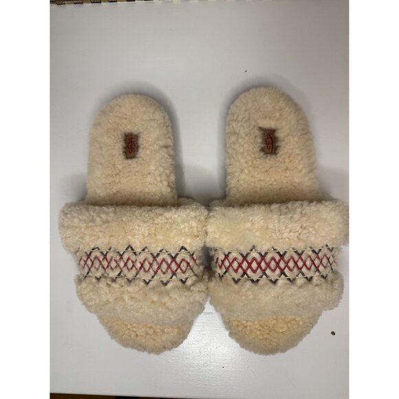 NEW UGG Women's Cozetta Braid Shearling Slide Sandals Cream W US 9 EU 40 [jb] - Picture 9 of 16